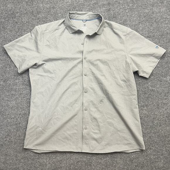 Kuhl Shirt Mens Large Gray Short Sleeve Button Up Hiking Outdoor Polyester - Picture 1 of 9